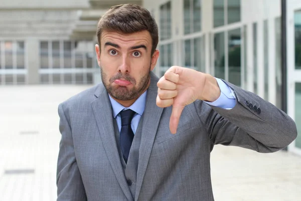 Cruel Man Giving Solid Thumbs — Stock Photo, Image