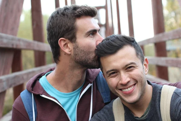 Gay Couple Enjoying Hike Daytime — Stock Photo, Image
