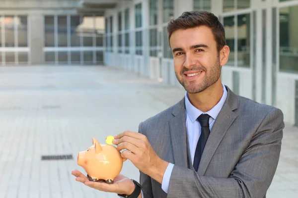 Homme Riche Faisant Fièrement Sauvetage — Photo