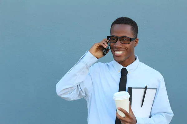 Nahaufnahme Porträt Eines Hübschen Jungen Afrikanisch Amerikanischen Geschäftsmannes Hemd Mit — Stockfoto