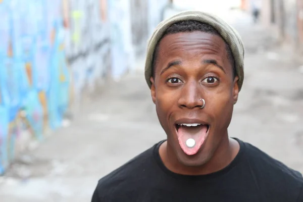 Nahaufnahme Porträt Eines Hübschen Jungen Afrikanisch Amerikanischen Mannes Mit Pille — Stockfoto