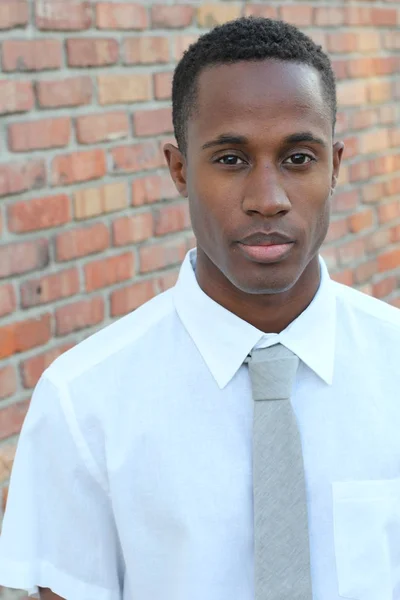 Nahaufnahme Porträt Eines Hübschen Jungen Afrikanisch Amerikanischen Mannes Weißem Hemd — Stockfoto