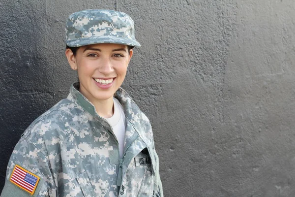 Portrait Beautiful Young Girl Wearing Green Military Style Jacket Hat Stock Image