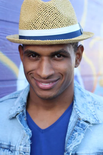 Close Shot Handsome Young African American Man Casual Clothes Street — Stock Photo, Image