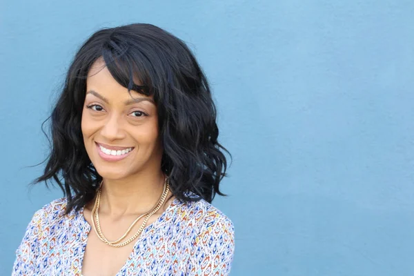 Closeup Beauty Portrait Young Attractive African American Black Woman Perfect — Stockfoto