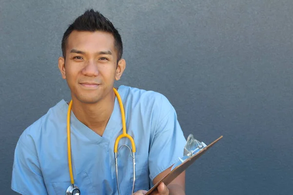 Close Retrato Belo Jovem Médico Raça Mista Rua — Fotografia de Stock