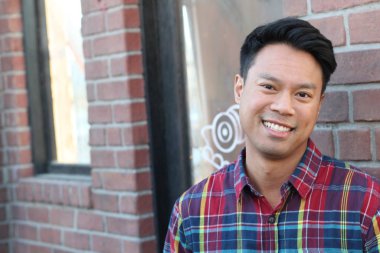 yakışıklı bir genç Asyalı adam portresi