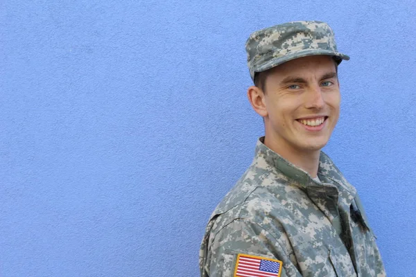 Military Caucasian Healthy Army Man Portrait — Stock Photo, Image