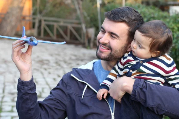 Papá Jugando Con Bebé Año — Foto de Stock