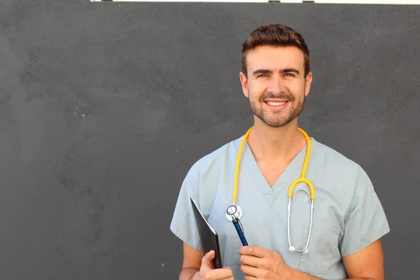 Estudiante Medicina Masculino Con Espacio Copia —  Fotos de Stock