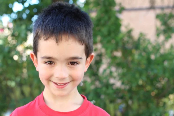 Mignon Petit Garçon Debout Dans Parc Pendant Journée — Photo