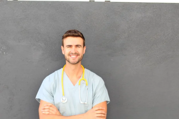 Estudiante Medicina Masculino Con Espacio Copia —  Fotos de Stock