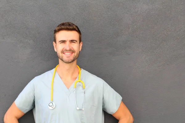 Estudiante Medicina Masculino Con Espacio Copia — Foto de Stock