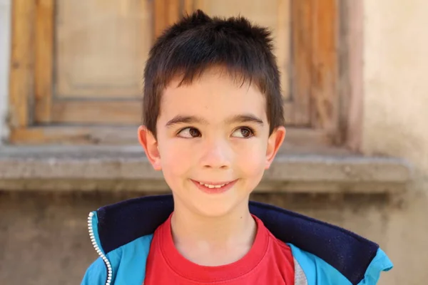 Portrait Extérieur Mignon Enfant Garçon Plein Air — Photo