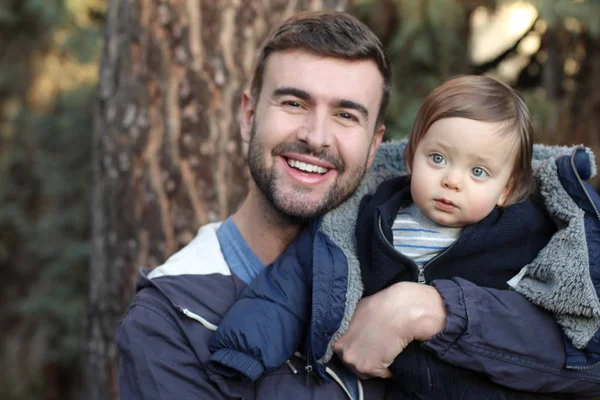 Papá Jugando Con Bebé Año — Foto de Stock