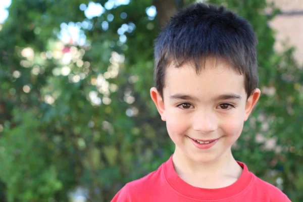 Cute Little Boy Standing Park Daytime — Stock Photo, Image