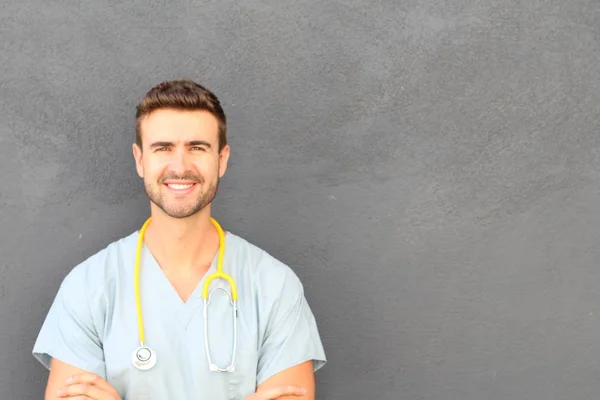 Estudiante Medicina Masculino Con Espacio Copia — Foto de Stock