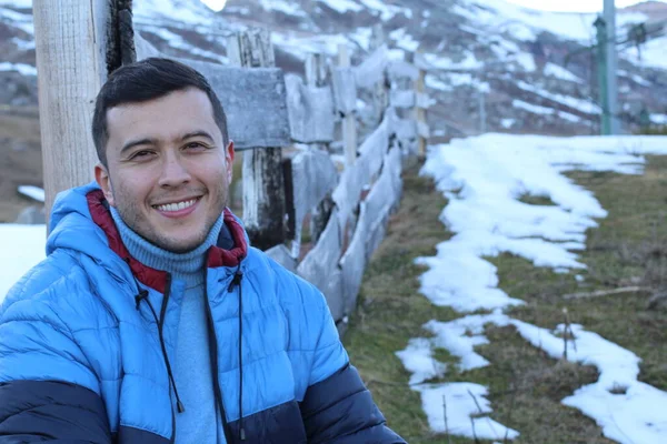 Outdoor Portrait Young Man Winter Clothing — Stock Photo, Image