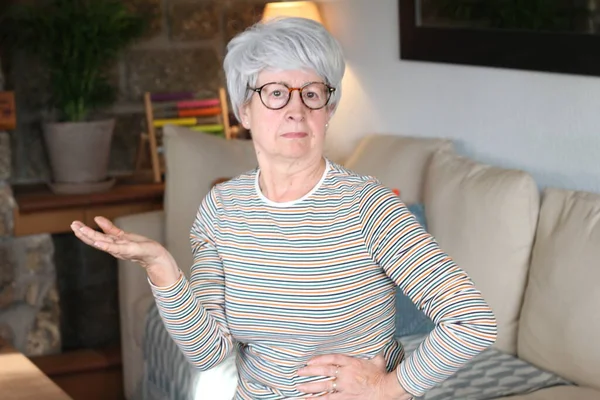 Senior Woman Complaining Home — Stock Photo, Image