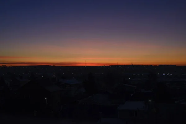 Schönen Bunten Himmel Der Stadt Vor Sonnenaufgang Landschaft — Stockfoto