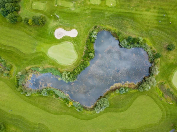 Veduta Aerea Dello Stagno Sul Campo Golf Europa — Foto Stock