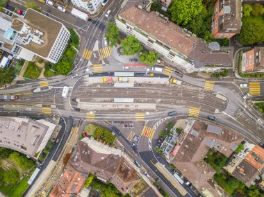 İsviçre 'nin Zürih kentindeki yerleşim alanının hava görüntüsü