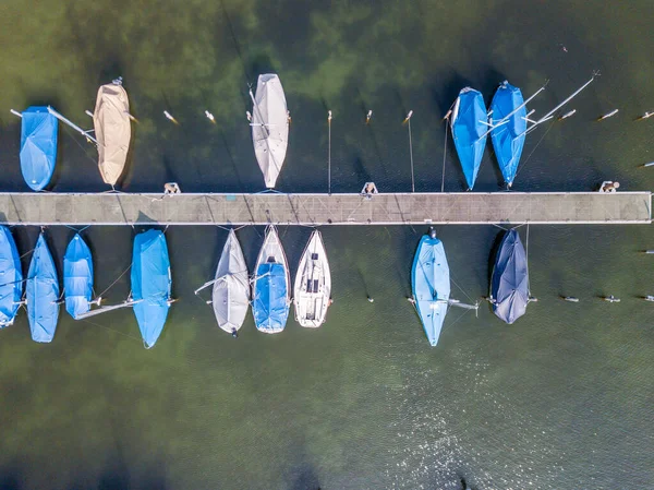 Luftaufnahme Des Yachthafens See Der Schweiz — Stockfoto