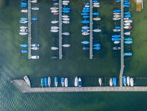 Flygfoto Yacht Marina Sjön Schweiz — Stockfoto