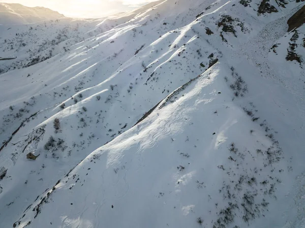 Flygfoto Över Alpin Dal Vintern — Stockfoto