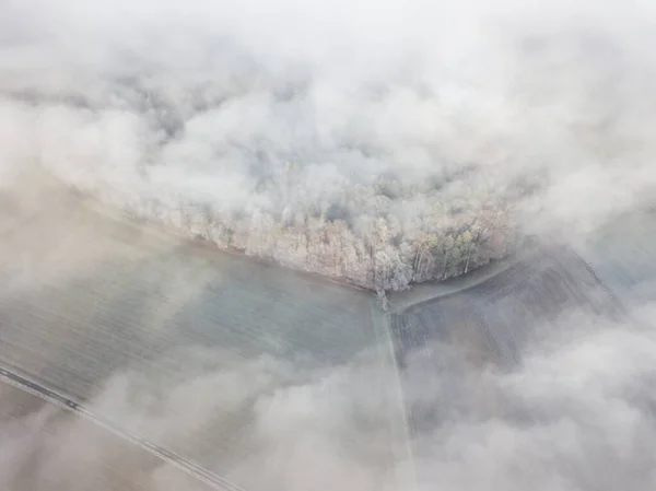 Pemandangan Pedesaan Swiss Tertutup Kabut — Stok Foto