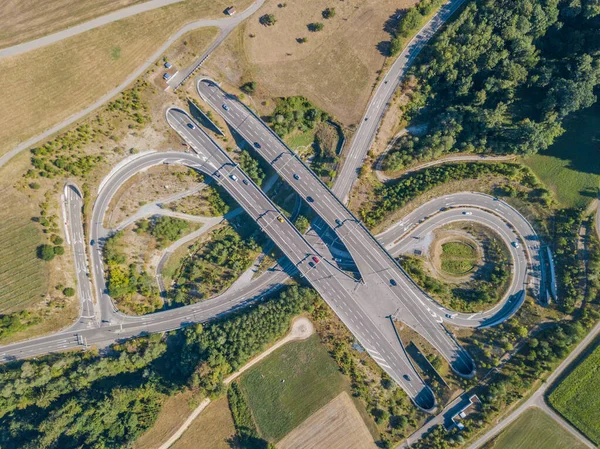 Vue Aérienne Pont Routier Entrée Tunnel Suisse — Photo