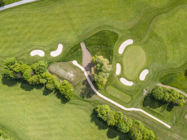 Aerial view of golf course in Europe