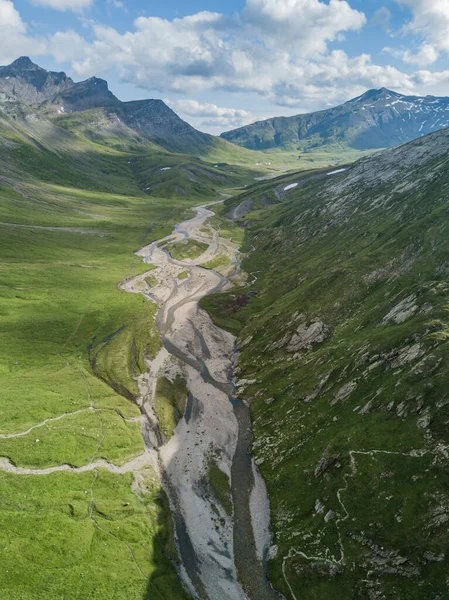 Aerial View Hiking Trail Mountains — Stock Photo, Image