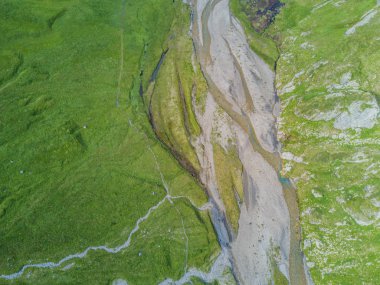 Aerial view of hiking trail in mountains