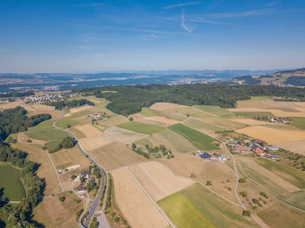 Vista Aérea Zona Rural Suíça Europa — Fotografia de Stock