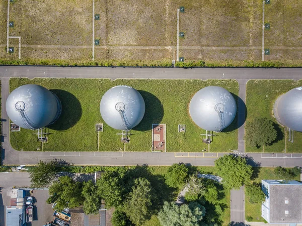 Veduta Aerea Dei Contenitori Stoccaggio Del Gas Naturale Svizzera — Foto Stock