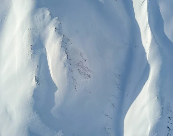 Vista Aérea Del Terreno Cubierto Nieve Zona Montaña Montañas — Foto de Stock