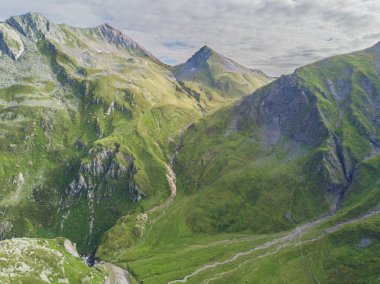 Aerial view of hiking trail in mountains