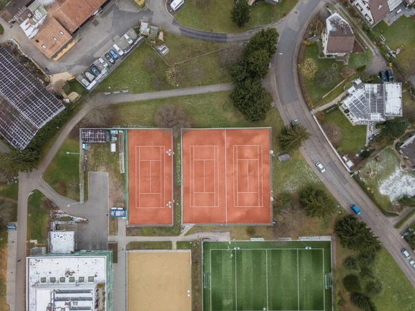 Aerial View Red Football Basketball Field — ストック写真