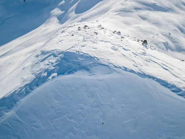 Flygfoto Över Snötäckta Bergstoppar Schweiziska Alperna — Stockfoto