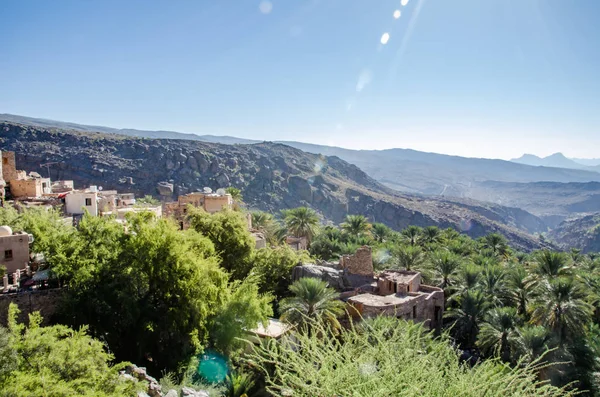 Blick Auf Das Alte Lehmdorf Den Omanischen Bergen Misfa Stadt — Stockfoto