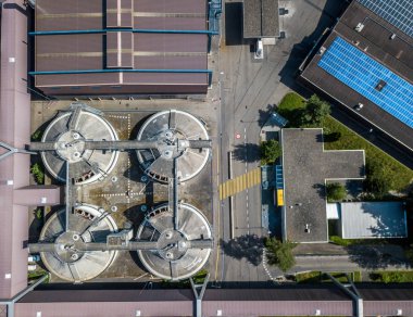  Aerial view of wastewater treatment plant in Switzerland