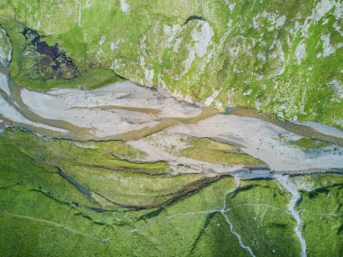 Aerial view of hiking trail in mountains