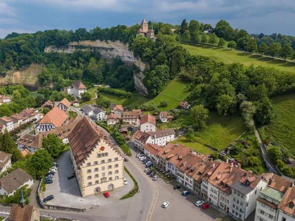Vista Aérea Antigua Ciudad Medieval Friburgo Suiza — Foto de Stock