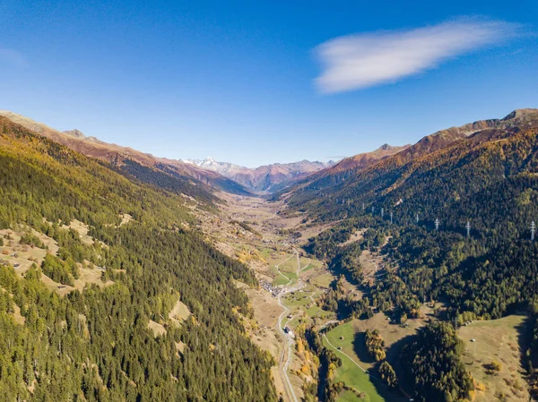 Aerial view of mountain valley in Switzerland in Canton