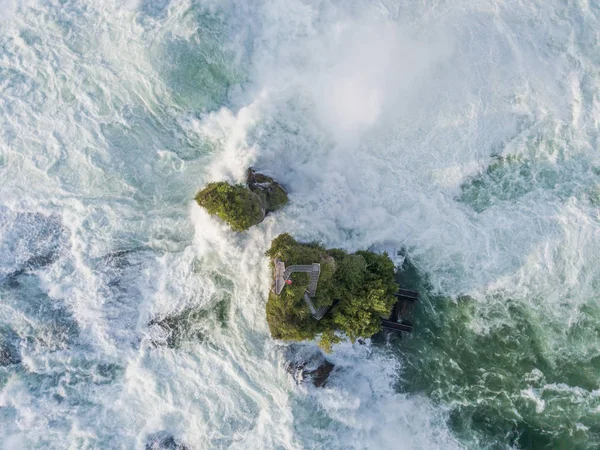 Vista Aérea Das Cataratas Reno Perto Schaffhausen Dividir Água Branca — Fotografia de Stock