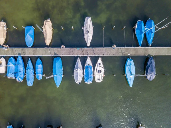 Luftaufnahme Des Yachthafens See Der Schweiz — Stockfoto