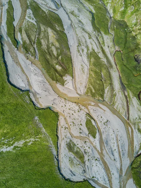 Aerial view of hiking trail in mountains