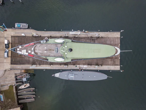 Luftaufnahme Eines Passagierschiffes Der Werft Land — Stockfoto