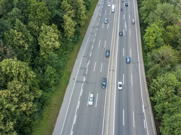 Aerial View Highway Bridge Forest Switzerland Europe — 스톡 사진